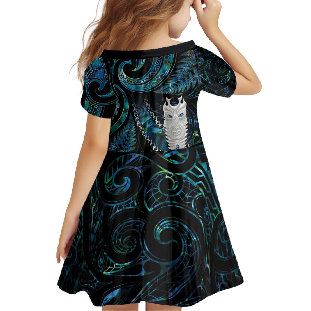 New Zealand Aotearoa Family Matching Mermaid Dress and Hawaiian Shirt Maori Tane Te Waiora Paua Shell Glitter Turquoise LT05 - Polynesian Pride