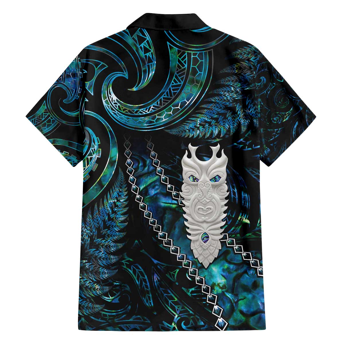 New Zealand Aotearoa Family Matching Puletasi and Hawaiian Shirt Maori Tane Te Waiora Paua Shell Glitter Turquoise LT05 - Polynesian Pride