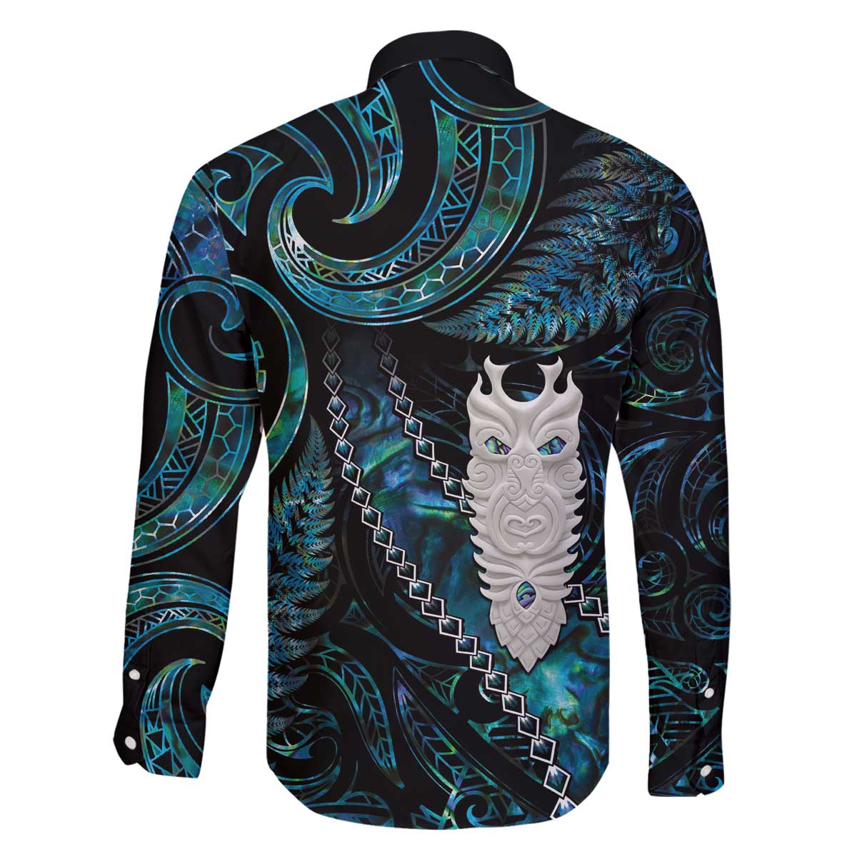 New Zealand Aotearoa Family Matching Puletasi and Hawaiian Shirt Maori Tane Te Waiora Paua Shell Glitter Turquoise LT05 - Polynesian Pride