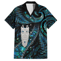 New Zealand Aotearoa Family Matching Summer Maxi Dress and Hawaiian Shirt Maori Tane Te Waiora Paua Shell Glitter Turquoise LT05 Dad's Shirt - Short Sleeve Turquoise - Polynesian Pride