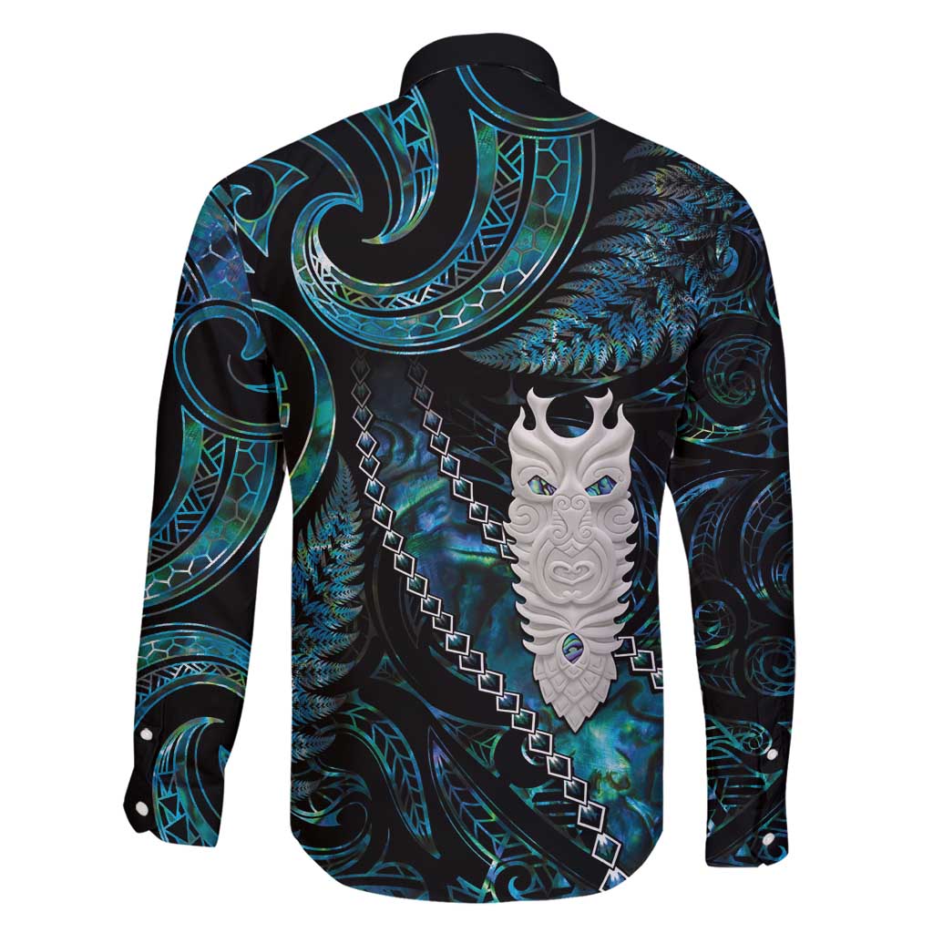 New Zealand Aotearoa Family Matching Summer Maxi Dress and Hawaiian Shirt Maori Tane Te Waiora Paua Shell Glitter Turquoise LT05 - Polynesian Pride