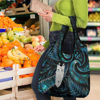 New Zealand Aotearoa Grocery Bag Maori Tane Te Waiora Paua Shell Glitter Turquoise