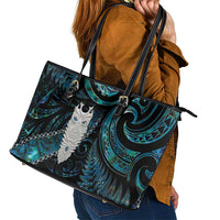 New Zealand Aotearoa Leather Tote Bag Maori Tane Te Waiora Paua Shell Glitter Turquoise LT05 - Polynesian Pride