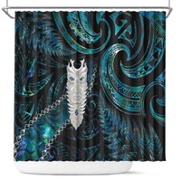 New Zealand Aotearoa Shower Curtain Maori Tane Te Waiora Paua Shell Glitter Turquoise LT05 Turquoise - Polynesian Pride