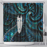 New Zealand Aotearoa Shower Curtain Maori Tane Te Waiora Paua Shell Glitter Turquoise LT05 - Polynesian Pride