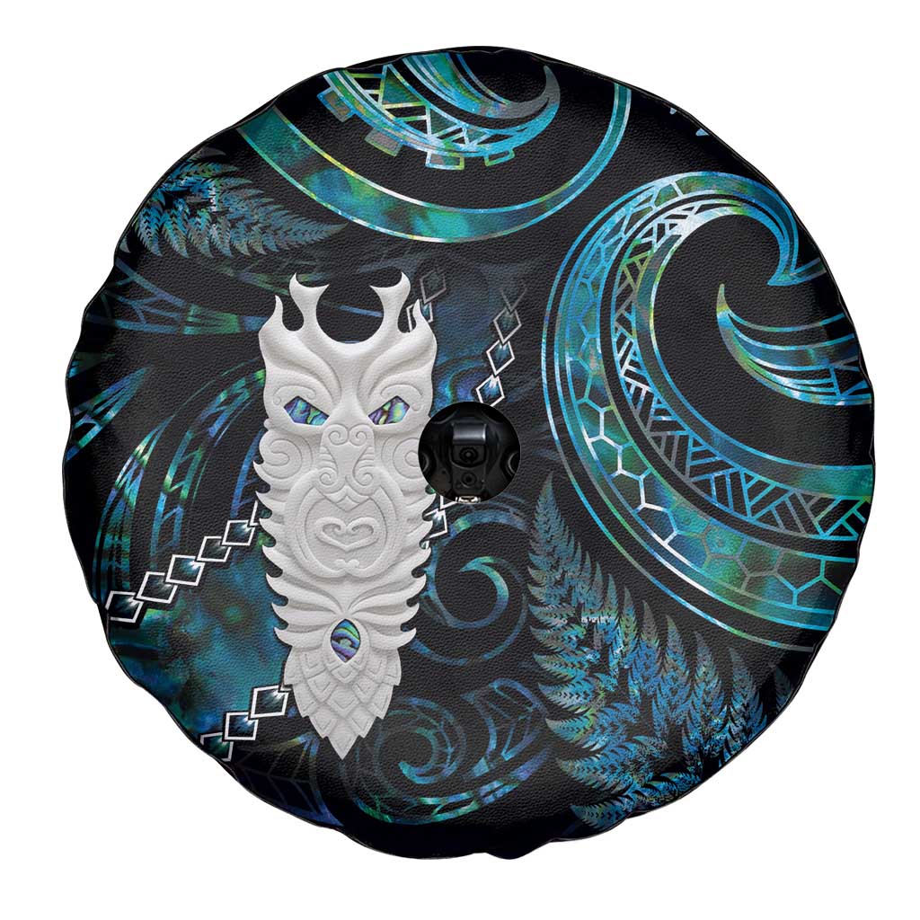 New Zealand Aotearoa Spare Tire Cover Maori Tane Te Waiora Paua Shell Glitter Turquoise