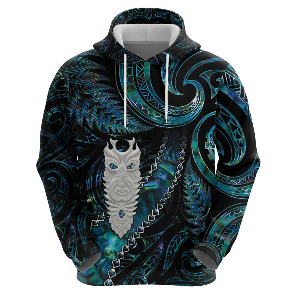 New Zealand Aotearoa Zip Hoodie Maori Tane Te Waiora Paua Shell Glitter Turquoise