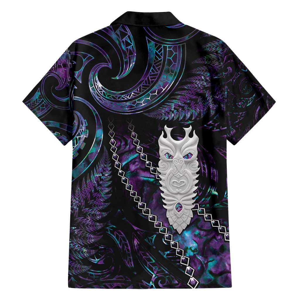 New Zealand Aotearoa Family Matching Tank Maxi Dress and Hawaiian Shirt Maori Tane Te Waiora Paua Shell Glitter Purple LT05 - Polynesian Pride