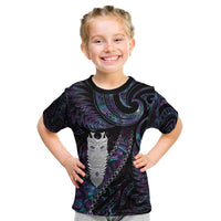 New Zealand Aotearoa Kid T Shirt Maori Tane Te Waiora Paua Shell Glitter Purple LT05 Purple - Polynesian Pride