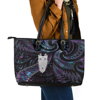 New Zealand Aotearoa Leather Tote Bag Maori Tane Te Waiora Paua Shell Glitter Purple LT05 - Polynesian Pride