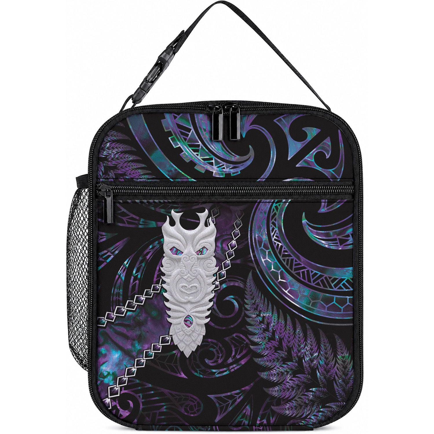 New Zealand Aotearoa Lunch Bag Maori Tane Te Waiora Paua Shell Glitter Purple