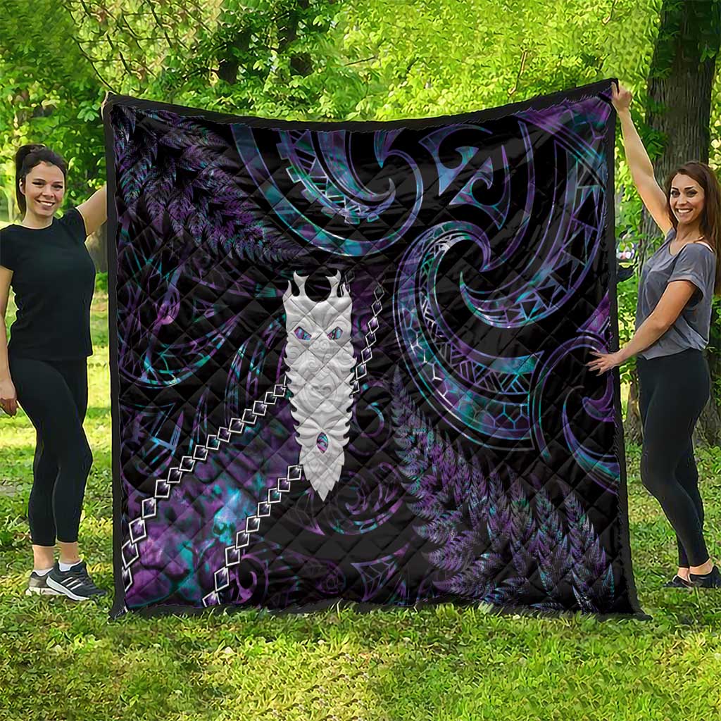New Zealand Aotearoa Quilt Maori Tane Te Waiora Paua Shell Glitter Purple LT05 - Polynesian Pride