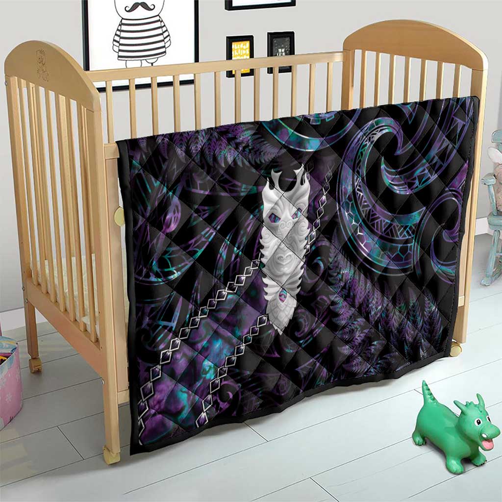 New Zealand Aotearoa Quilt Maori Tane Te Waiora Paua Shell Glitter Purple LT05 - Polynesian Pride