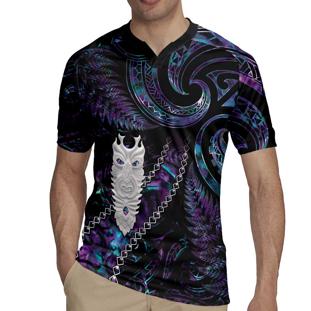 New Zealand Aotearoa Rugby Jersey Maori Tane Te Waiora Paua Shell Glitter Purple