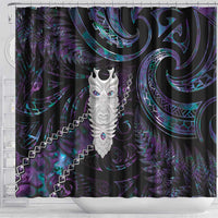 New Zealand Aotearoa Shower Curtain Maori Tane Te Waiora Paua Shell Glitter Purple LT05 - Polynesian Pride