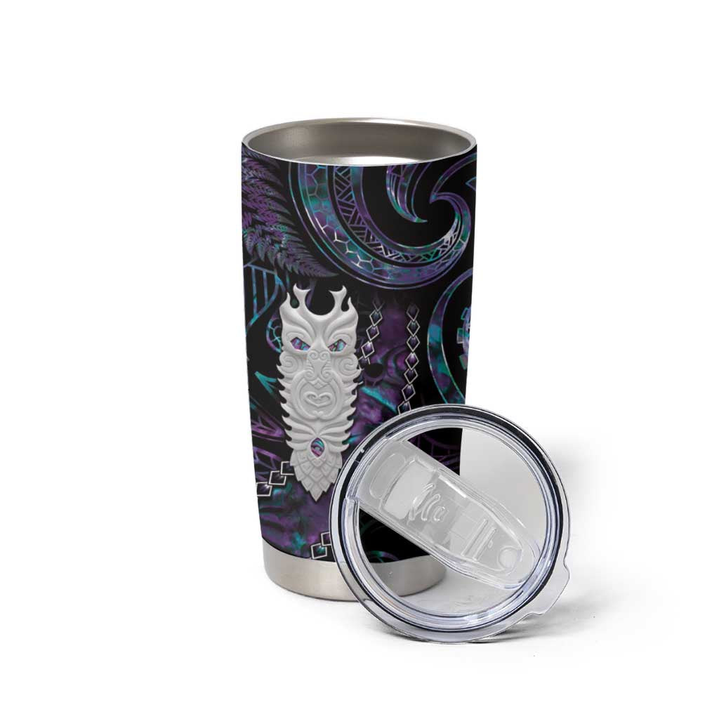 New Zealand Aotearoa Tumbler Cup Maori Tane Te Waiora Paua Shell Glitter Purple LT05 - Polynesian Pride