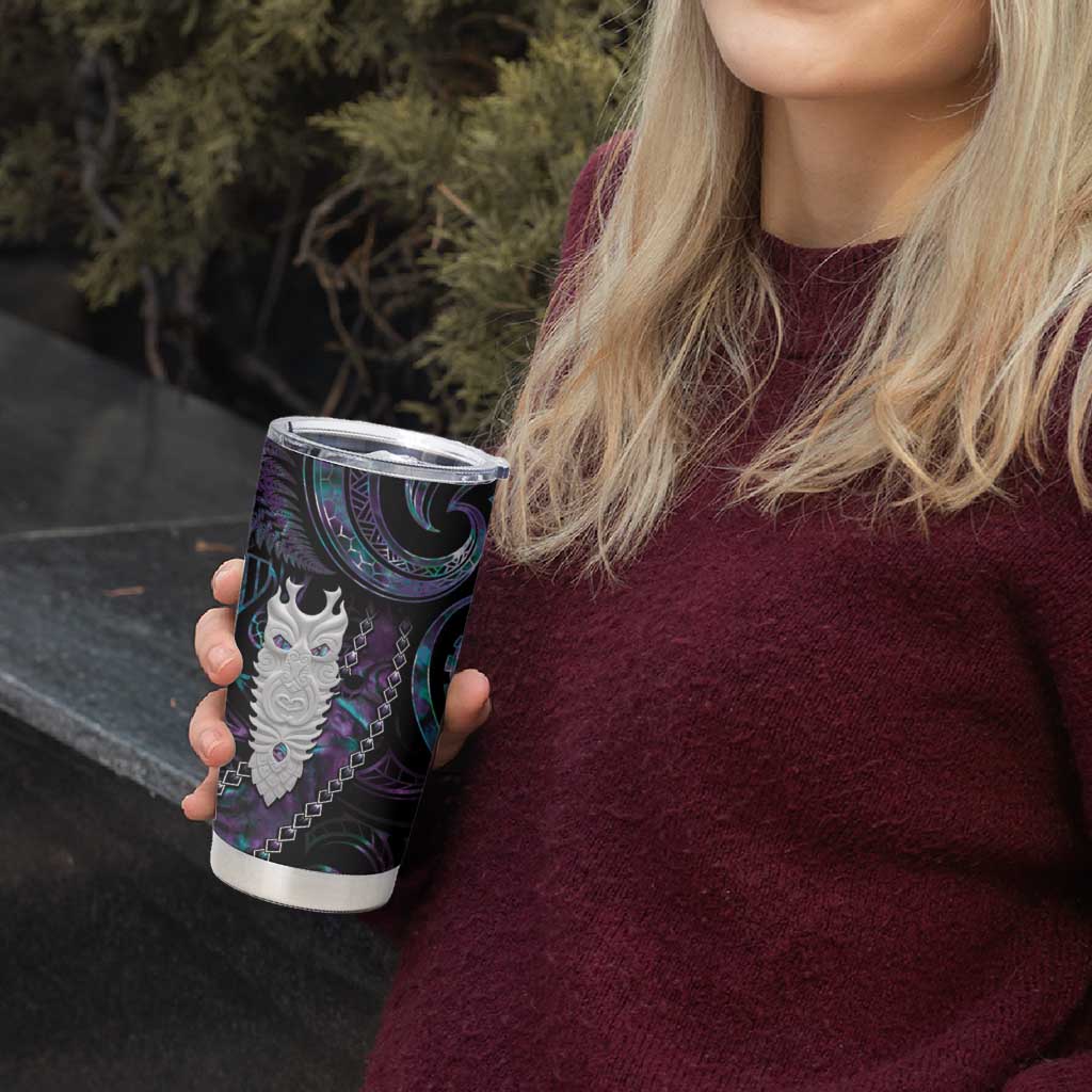 New Zealand Aotearoa Tumbler Cup Maori Tane Te Waiora Paua Shell Glitter Purple LT05 - Polynesian Pride