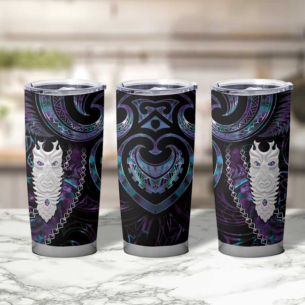 New Zealand Aotearoa Tumbler Cup Maori Tane Te Waiora Paua Shell Glitter Purple LT05 - Polynesian Pride