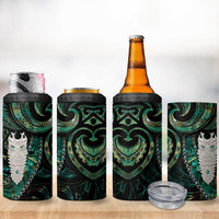 New Zealand Aotearoa 4 in 1 Can Cooler Tumbler Maori Tane Te Waiora Paua Shell Glitter Green