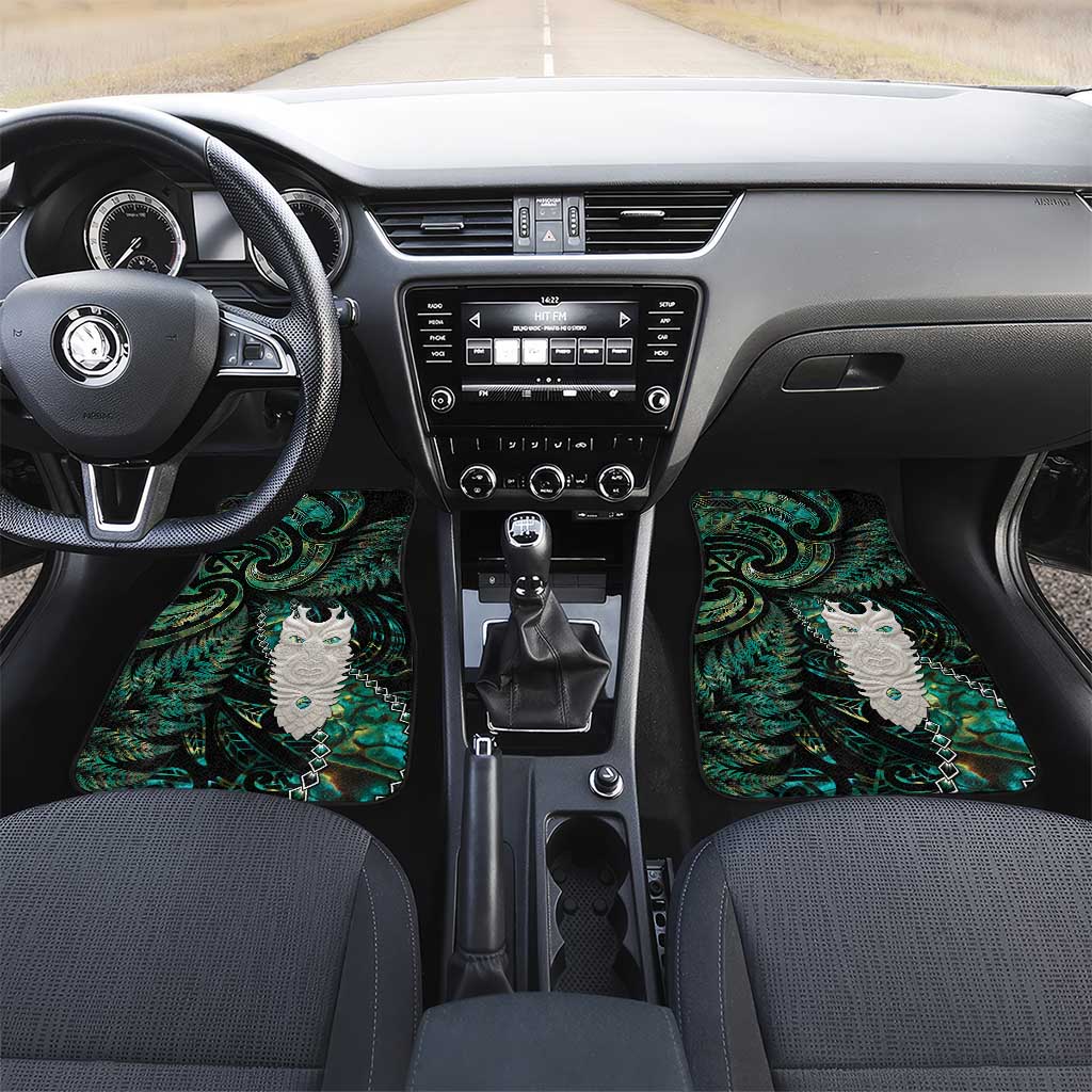 New Zealand Aotearoa Car Mats Maori Tane Te Waiora Paua Shell Glitter Green