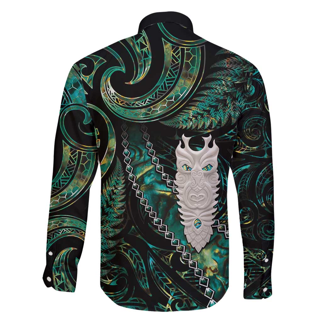 New Zealand Aotearoa Family Matching Long Sleeve Bodycon Dress and Hawaiian Shirt Maori Tane Te Waiora Paua Shell Glitter Green