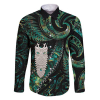 New Zealand Aotearoa Family Matching Off The Shoulder Long Sleeve Dress and Hawaiian Shirt Maori Tane Te Waiora Paua Shell Glitter Green