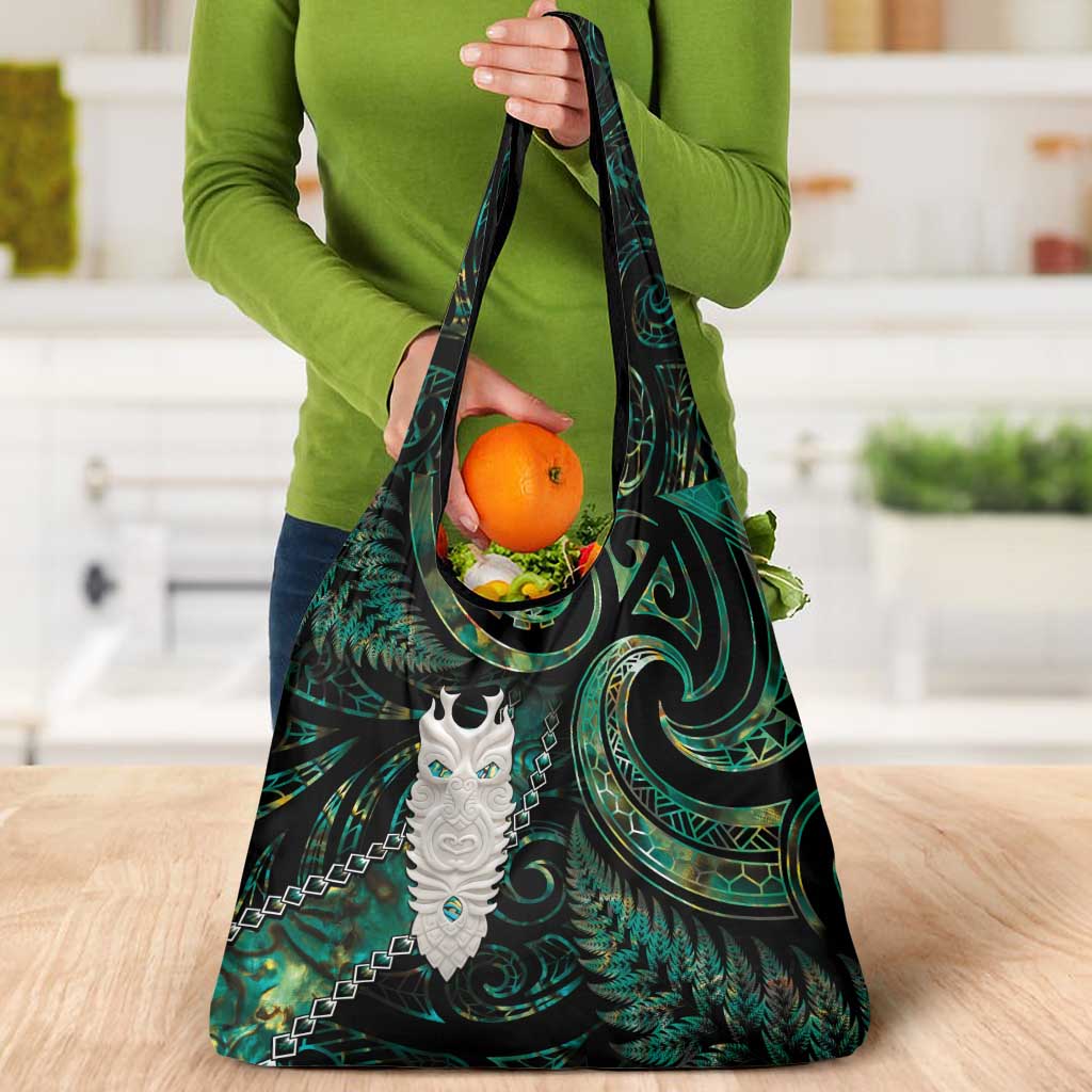 New Zealand Aotearoa Grocery Bag Maori Tane Te Waiora Paua Shell Glitter Green LT05 - Polynesian Pride