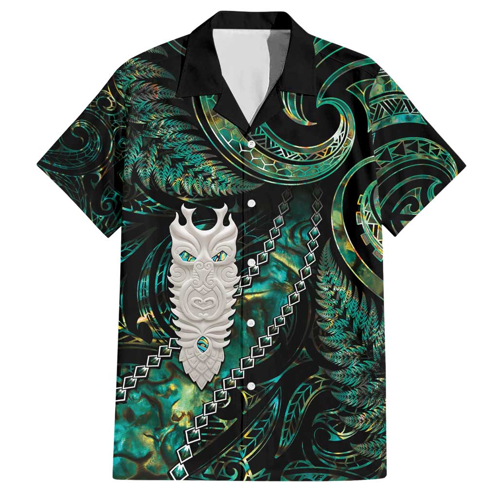 New Zealand Aotearoa Hawaiian Shirt Maori Tane Te Waiora Paua Shell Glitter Green LT05 Green - Polynesian Pride