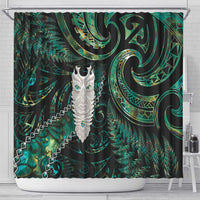 New Zealand Aotearoa Shower Curtain Maori Tane Te Waiora Paua Shell Glitter Green LT05 - Polynesian Pride