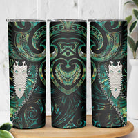 New Zealand Aotearoa Skinny Tumbler Maori Tane Te Waiora Paua Shell Glitter Green LT05 - Polynesian Pride