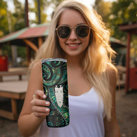 New Zealand Aotearoa Skinny Tumbler Maori Tane Te Waiora Paua Shell Glitter Green LT05 - Polynesian Pride