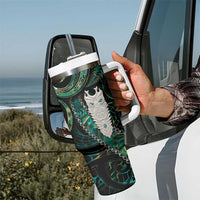 New Zealand Aotearoa Tumbler With Handle Maori Tane Te Waiora Paua Shell Glitter Green LT05 - Polynesian Pride