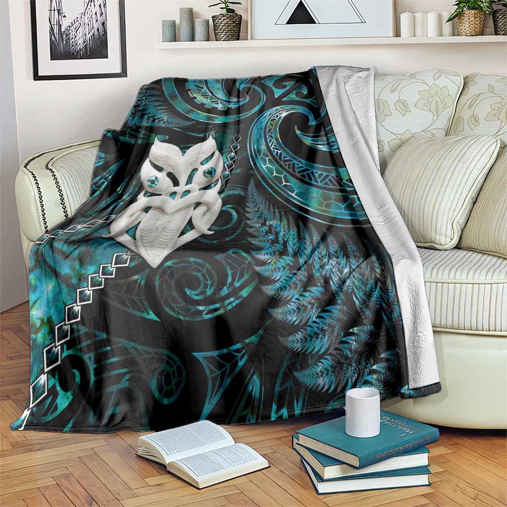 New Zealand Aotearoa Blanket Maori Wheku Paua Shell Glitter Turquoise