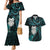 New Zealand Aotearoa Couples Matching Mermaid Dress and Hawaiian Shirt Maori Wheku Paua Shell Glitter Turquoise