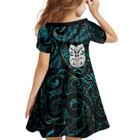New Zealand Aotearoa Family Matching Puletasi and Hawaiian Shirt Maori Wheku Paua Shell Glitter Turquoise LT05 - Polynesian Pride