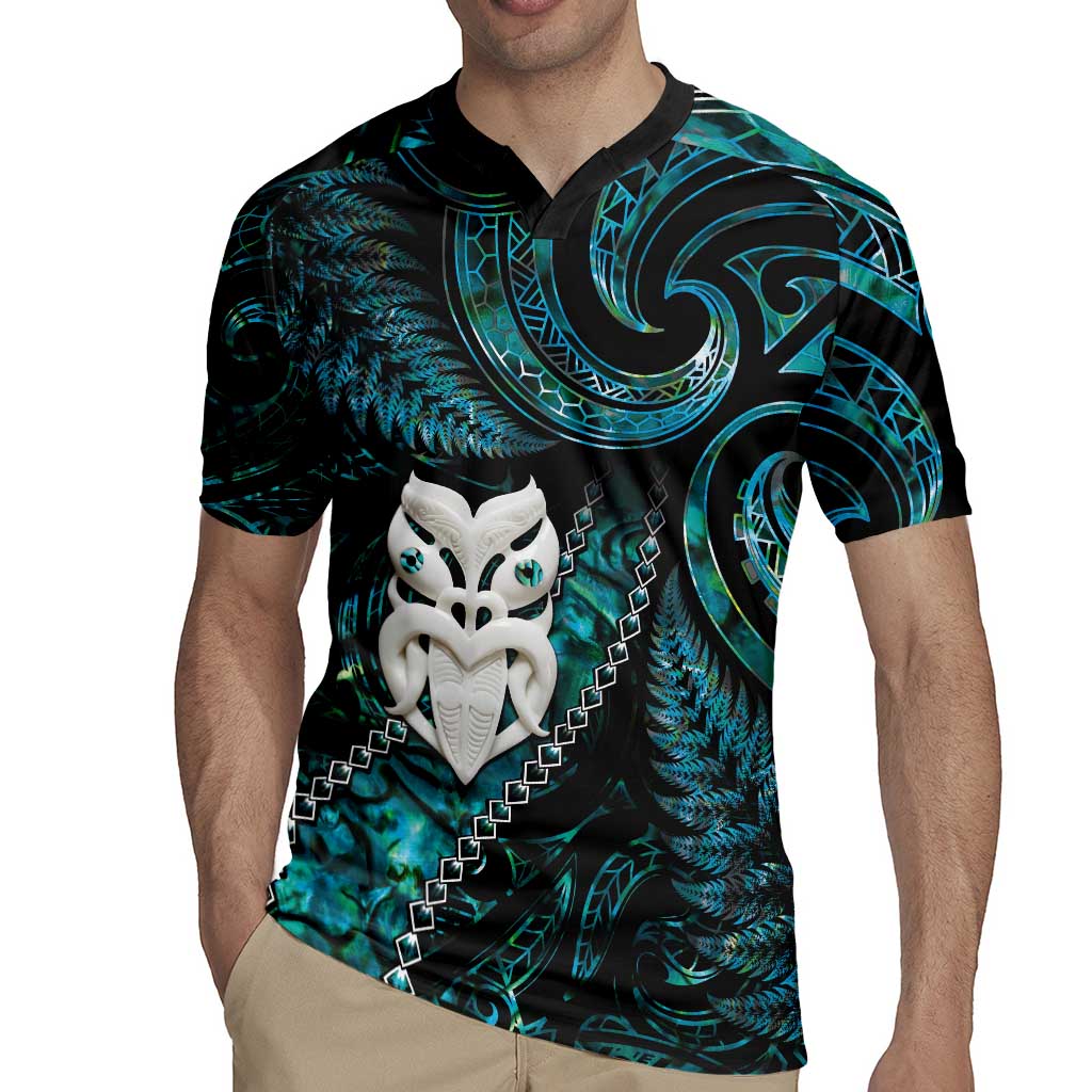 New Zealand Aotearoa Rugby Jersey Maori Wheku Paua Shell Glitter Turquoise