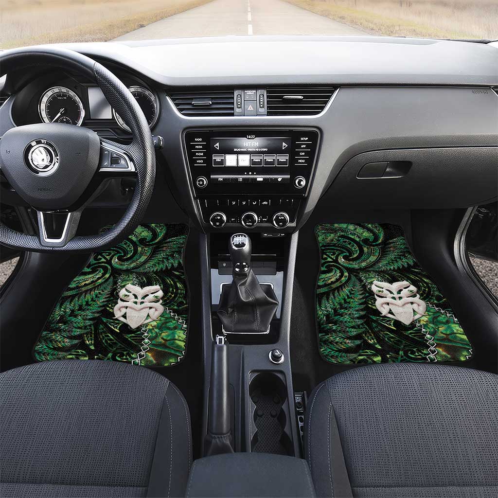 New Zealand Aotearoa Car Mats Maori Wheku Paua Shell Glitter Green