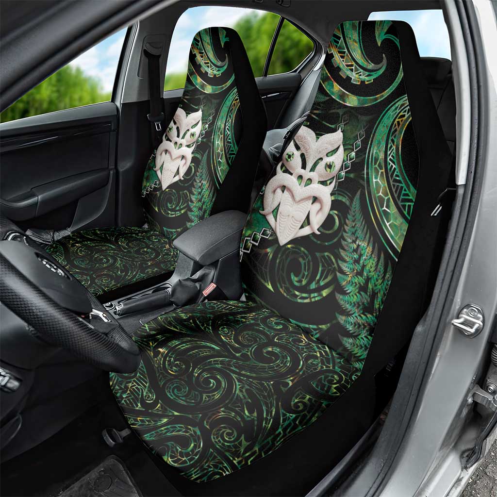 New Zealand Aotearoa Car Seat Cover Maori Wheku Paua Shell Glitter Green