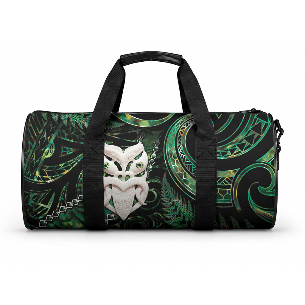 New Zealand Aotearoa Duffle Bag Maori Wheku Paua Shell Glitter Green