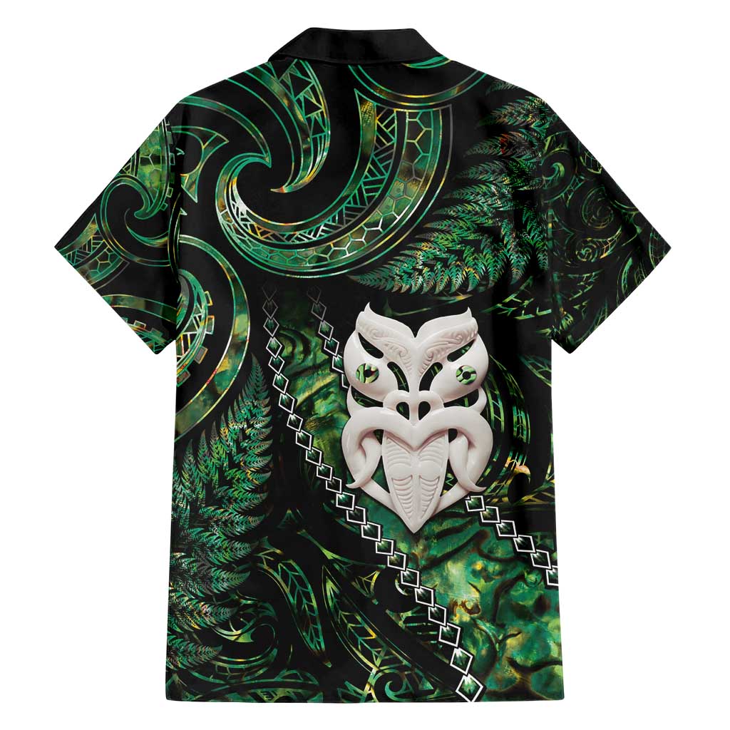 New Zealand Aotearoa Hawaiian Shirt Maori Wheku Paua Shell Glitter Green LT05 - Polynesian Pride