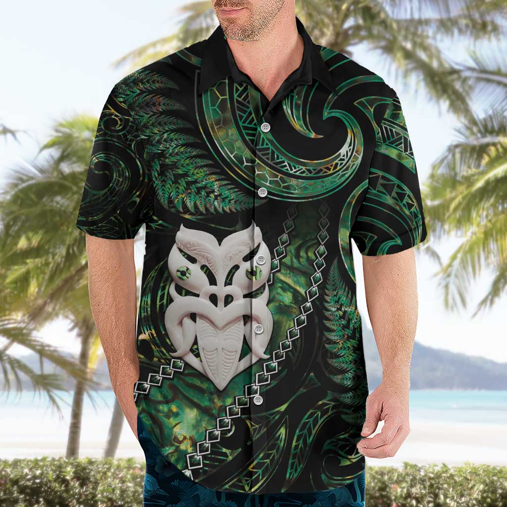 New Zealand Aotearoa Hawaiian Shirt Maori Wheku Paua Shell Glitter Green LT05 - Polynesian Pride