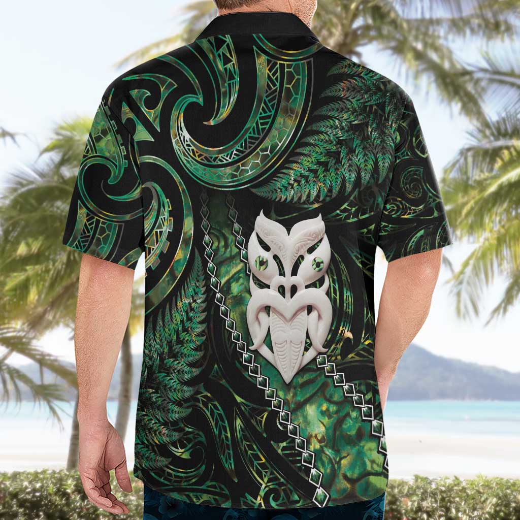 New Zealand Aotearoa Hawaiian Shirt Maori Wheku Paua Shell Glitter Green LT05 - Polynesian Pride