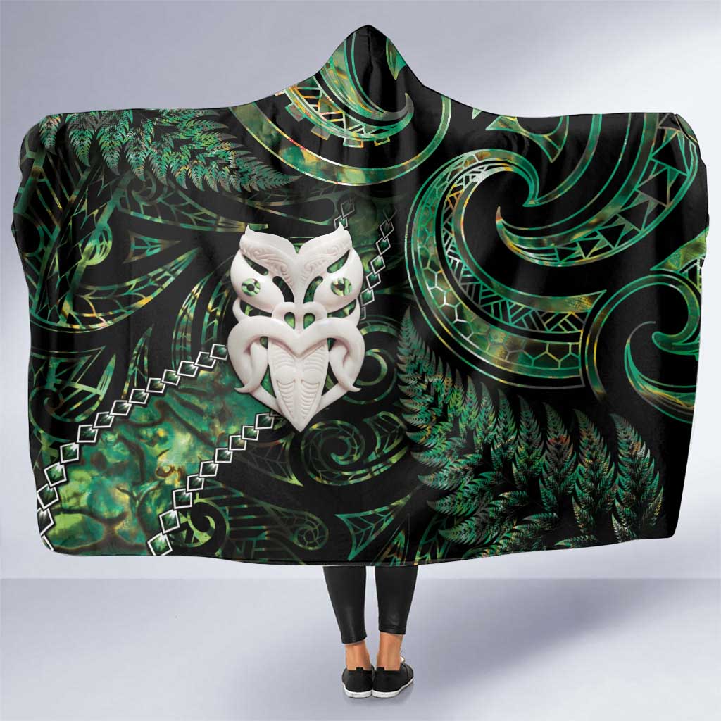 New Zealand Aotearoa Hooded Blanket Maori Wheku Paua Shell Glitter Green