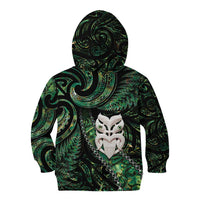 New Zealand Aotearoa Kid Hoodie Maori Wheku Paua Shell Glitter Green