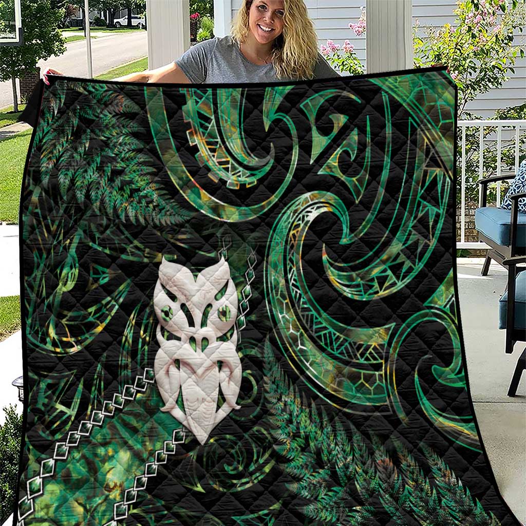 New Zealand Aotearoa Quilt Maori Wheku Paua Shell Glitter Green LT05 Green - Polynesian Pride