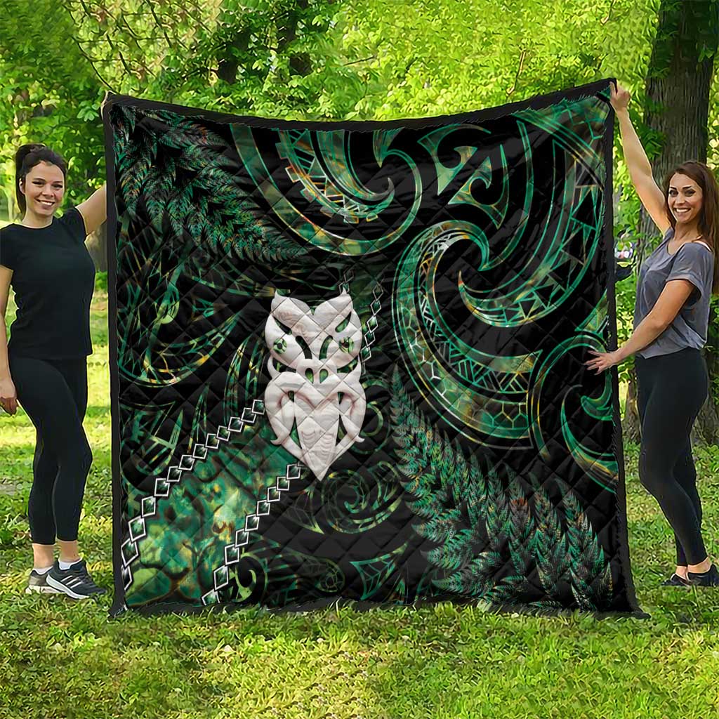 New Zealand Aotearoa Quilt Maori Wheku Paua Shell Glitter Green LT05 - Polynesian Pride
