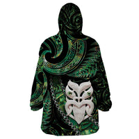 New Zealand Aotearoa Wearable Blanket Hoodie Maori Wheku Paua Shell Glitter Green