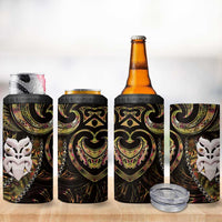 New Zealand Aotearoa 4 in 1 Can Cooler Tumbler Maori Wheku Paua Shell Glitter Gold LT05 - Polynesian Pride