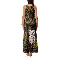 New Zealand Aotearoa Family Matching Tank Maxi Dress and Hawaiian Shirt Maori Wheku Paua Shell Glitter Gold LT05 - Polynesian Pride