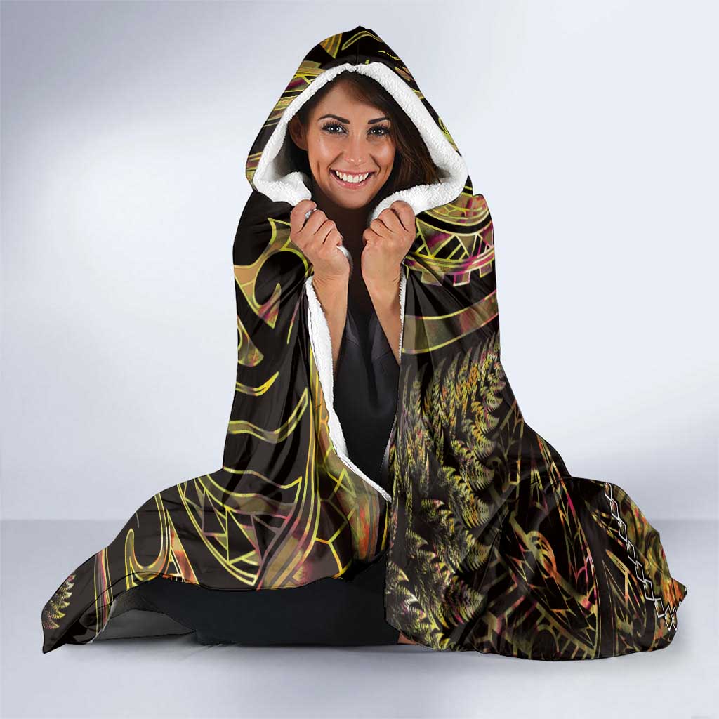 New Zealand Aotearoa Hooded Blanket Maori Wheku Paua Shell Glitter Gold